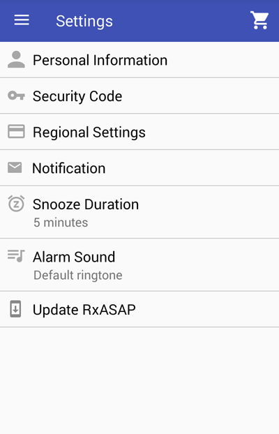 Captura de pantalla de la aplicación RxASAP